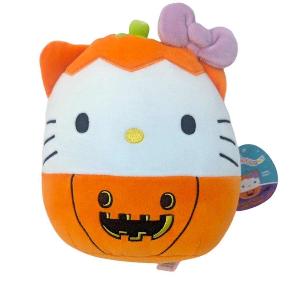 Sanrio Squishmallow Hello Kitty Halloween Plush Toy - Orange and White NWT
